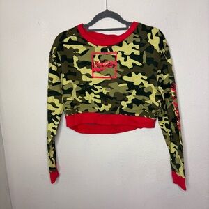 Coca Cola Long Sleeve Camoflauge Crop Top Size M